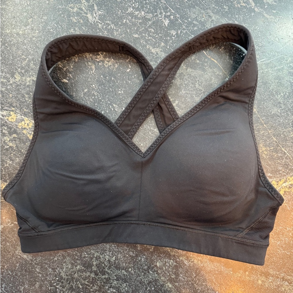 Athleta black performance sports bra cross back